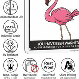 SmartSign Funny Beware Of Flamingos Warning Sign - 10"x7", 40 mil Laminated Rust-free Aluminum - Metal Signs for Women Bedroom, Outdoors, Yard, Patio, Gifts, Cafe - Pink Flamingos Theme, Made in USA