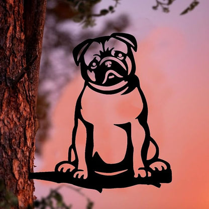 Metal Garden Dog Statue Ornament Gift Metal Art Dog Silhouette Decoration Steel Dogs Statue Decorative Garden Stakes for Yard, Lawn, Patio, Pathway (Bulldog)