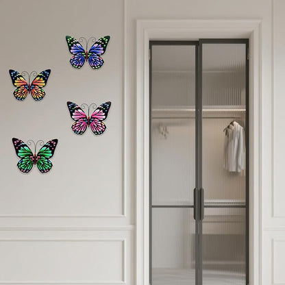 LWINGFLYER 4PCS Metal Butterfly Wall Decor Butterflies for Garden Wall Art Decoration for Fence Patio Accents Balcony Features Beautify Backyards Gardens Porch Living Areas (Butterfly)