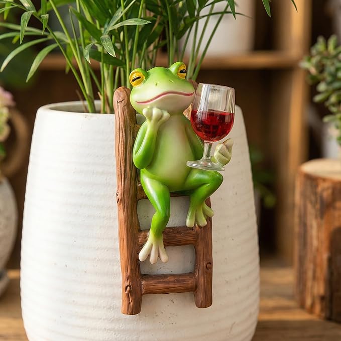 Frog Garden Decor - Mini Resin Frogs Figurines, Waterproof Garden Frogs Outdoor Decor for Patio,Flower Pot & Indoor Shelf,Funny Garden Decor Frog Ornament Gift for Plant Lovers