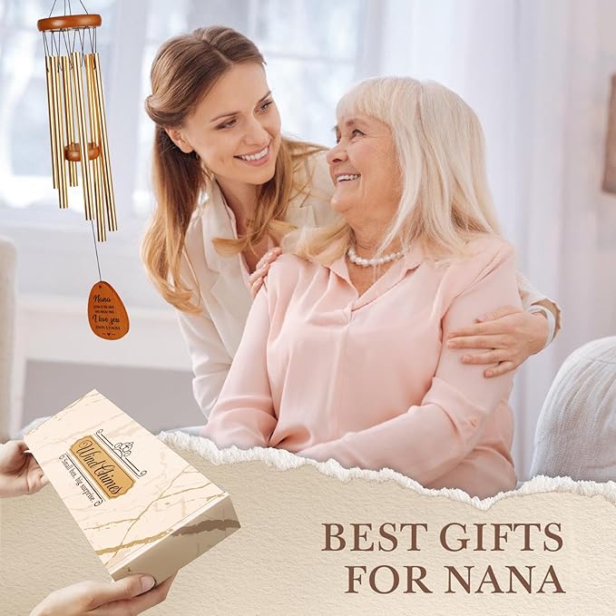 Nana Gifts for Mothers Day, Nana Birthday Gifts, I Love You Wind Chimes Outside for Nanas, Idea Nanas Presents for Mothers Day, Birthday, Thanksgiving, Christmas, 25.5"