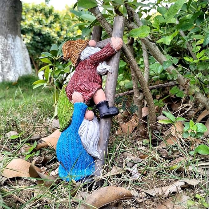 Climbing Gnomes Tree Faces Decor Outdoor for Yard - Cute Gnome Garden Statue Art Resin Dwarf Sculpture for Yard Outdoor Decoration Ornaments