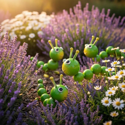 Cruis Cuka Metal Caterpillar Statue Yard Art Garden Decor for Outside Patio Lawn Ornaments Fence Decorations Gift for Family,Friends,Garden Lovers - Set of 4(Green)