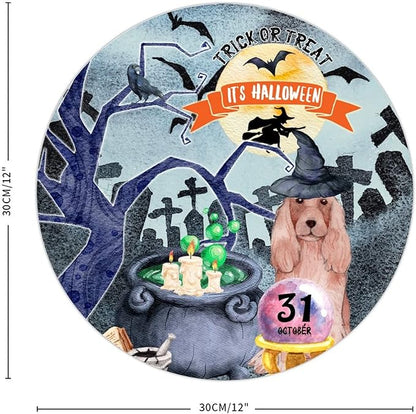 Retro Metal Sign 12"x12",Happy Halloween Scary Night Grave Witch Bats Trick Or Treat Dog Aluminum Tin Metal Sign for Home Living Room Bedroom Garden Farm Patio Decor Wall Art Poster