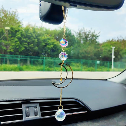 Crystal Sun Catcher Rear View Mirror Accessories, Colorful Crystals Suncatcher Car Mirror Hanging Accessories Car Decor, Hanging Ornament for Window Home Garden etc.