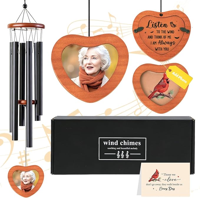 Memorial Wind Chimes for Outside - Personalized Cardinal Sympathy Wind Chimes Gifts for Loss of Loved One, Loss Mom Dad Grandpa Grandma Bereavement Remembrance Grief Gifts