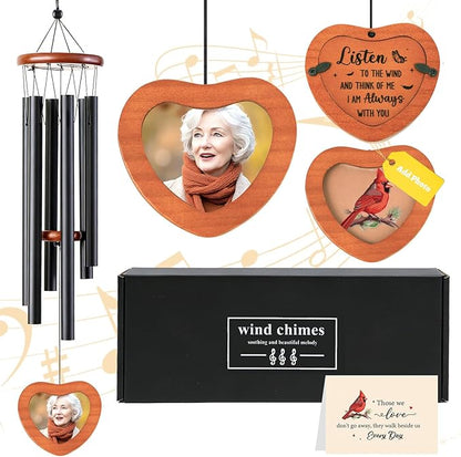 Memorial Wind Chimes for Outside - Personalized Cardinal Sympathy Wind Chimes Gifts for Loss of Loved One, Loss Mom Dad Grandpa Grandma Bereavement Remembrance Grief Gifts