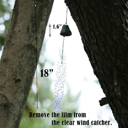 Japanese Wind Chime Cast-Iron Outdoor Ornament for Garden, Patio & Balcony, Hanging Metal Wind-Bell Decoration Gift, Blessing Pendant Windchimes & PVC Wind-Catcher, Green Frog