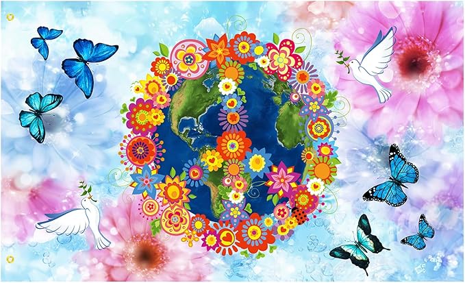 Love Peace Flower Flag 3x5 Ft Outdoor Indoor World Peace Flags Garden Yard Banner Outside Decorative Sign