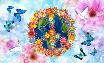 Love Peace Flower Flag 3x5 Ft Outdoor Indoor World Peace Flags Garden Yard Banner Outside Decorative Sign