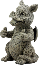 Ebros Whimsical Good Job Thumbs Up Dragon Garden Statue Faux Stone Resin Finish 10" H Dungeons and Dragons Mythical Fantasy Sculpture Guest Greeter Home Decor