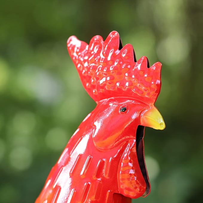 Metal Rooster Chicken Yard Art Outdoor Decor Large Chicken Garden Statue & Sculpture for Lawn Patio Backyard Kitchen Home Decorations, B-ROS04