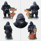 Gorilla Resin Garden Statue Planter, Waterproof Outdoor Yard Lawn Decor Flower Pot, Front Porch Ornament Housewarming Gift(Standing Gorilla)