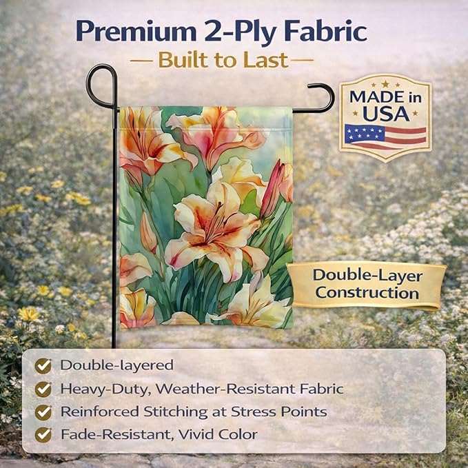 Caroline's Treasures Utah Sego Lilies in Watercolor Garden Flag Mailbox Flag Decorative Yard Flag Banner Outside Patio Artwork Yard Flower Beds, Garden Size, Multicolor