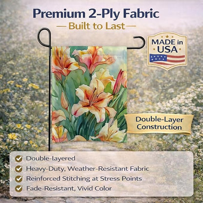 Caroline's Treasures Utah Sego Lilies in Watercolor Garden Flag Mailbox Flag Decorative Yard Flag Banner Outside Patio Artwork Yard Flower Beds, Garden Size, Multicolor