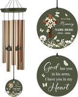 Personalized Wind Chimes, 36inch Custom Sympathy Words for Loss of Loved Dad/Mom, Daisy Memorial Gifts Keepsake, Decorative Wind Chime Outdoor Decor (Produced in USA)