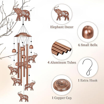 YHmall Elephant Wind Chimes for Outside, 35" Elephant Gifts for Women Men Metal Elephants Decor Windchimes Outdoors Memorial Wind Chime, for Home Garden Outdoor Yard Decor