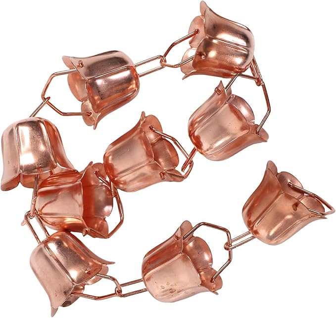 HEEPDD Rain Chains Decorative Rain Catcher Elegant Downspout Replacement for Garden Patio Decor Morning Glory Chain 1 Meter 9 Cup Copper Collected Items