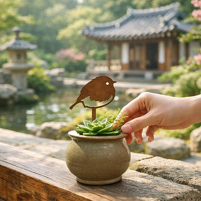 Chickadee Small Bird Metal Garden Stake – Powder-Coated Rust-Resistant Mini Bird Plant Pick for Pots & Planters, Cute Indoor/Outdoor Garden Decor