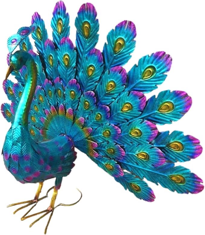 Garden Decorations, Garden Ornaments Outdoor Peacock Statue Sculptures Metal Bird Art Decoration for Yard Porch Patio Lawn