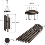 Large 40" Wind-Chimes-Outdoor-Deep-Tone, Soothing Melodic Tones Windchimes, Wind Chimes for Outside, Brown Memorial Wind Chime Best Gift for Mom Women Grandma Neighbors