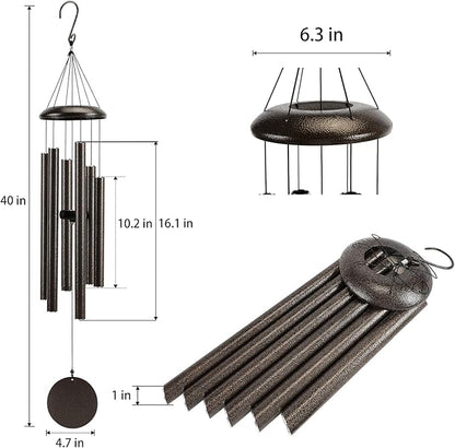 Large 40" Wind-Chimes-Outdoor-Deep-Tone, Soothing Melodic Tones Windchimes, Wind Chimes for Outside, Brown Memorial Wind Chime Best Gift for Mom Women Grandma Neighbors