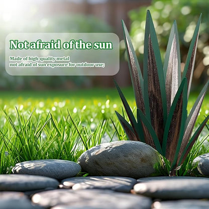 Large Tequila Rustic Sculpture, Wind Resistant Metal Agave Plants Garden Art for Outdoor Home Decor, DIY Hand Painted Metal Agave Yard Sculpture Statue Garden Lawn Ornament Gift (1, Green)