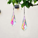 H&D HYALINE & DORA 4.7" AB Coating Crystal Horns Prisms Suncatchers for Windows,Set of 2 Rainbow Maker Hanging Prisms for Wedding Party Christmas Tree Garlands Decoration