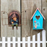 7.1-inch Elf Out The Door Tree Hugger,Fairy Garden Gnome Statue, Hanging Resin Gnome Figurine,Whimsical Tree Sculpture,Garden Peeker Statue,Ideal Patio Yard Lawn Porch Decoration