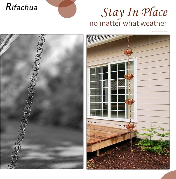 Rifachua Rain Chain Anchoring Stake Base Copper Cone 3mm Metal Ground Locator for Gutter 30.22 Inch Length Non-Rust Garden Downspout Substitution Outdoor Decoration