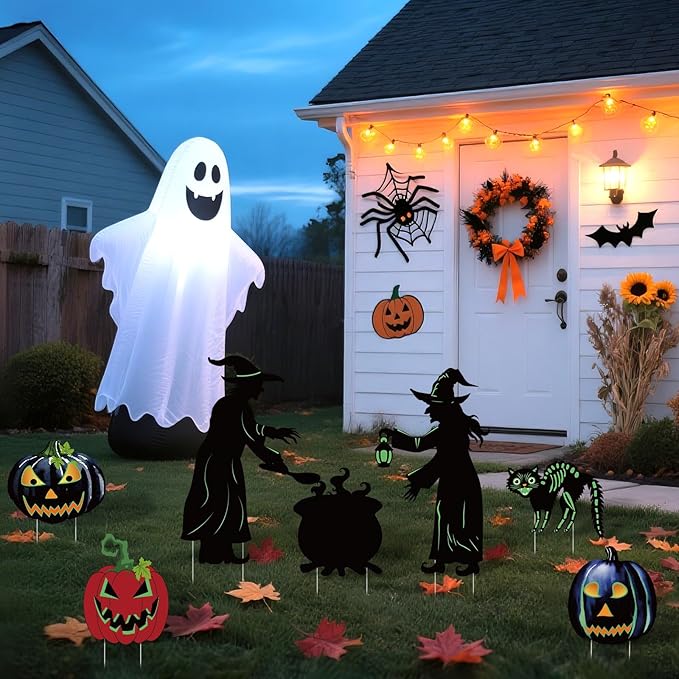 7 PCS Halloween Pumpkin Witch Yard Signs,Witch Outdoor Scary Decor for Halloween Party Holiday Indoor Outdoor Garden Lawn Yard Decorations