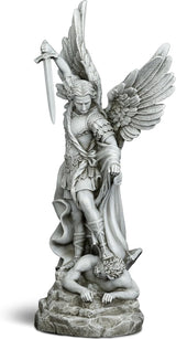 DevotedWalls 20.5" Large Saint Michael Statue Outdoor,Michael the Archangel Slaying Satan,Large Garden Religious Sculpture,San Miguel Arcangel Defender for Porch,Patio or Church Entryway