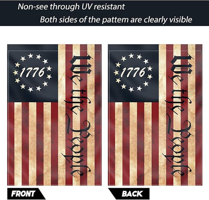 We The People 1776 Flag Double Sided 12x18in Outdoor Vintage American Betsy Ross 13 Star Flags for Yard Lawn Home Garden Decor USA Flag