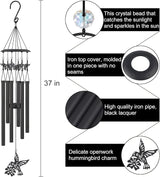 Hummingbird Wind Chimes for Outside,Sympathy Garden Decor Gifts for Women Mom and Grandma,Christmas Windchime in Loving Memory Outdoor Decoration for Yard, Patio, Porch, Lawn, Landscape，Halloween