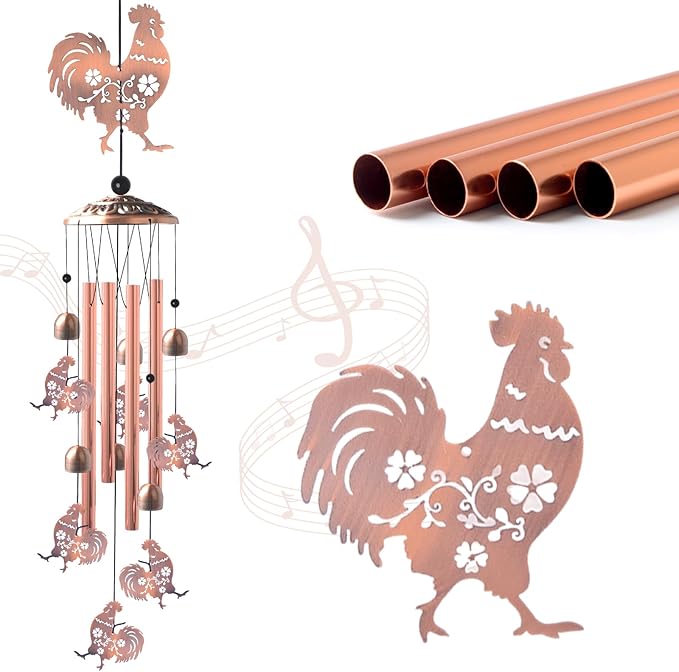 for Women,Chicken Wind Chimes Outdoor Birthday Gifts for Men/Mom/Grandma Rooster Metal WindChimes Outside/Indoors, Lawn, Patio, Garden Decor, Yard Decorations