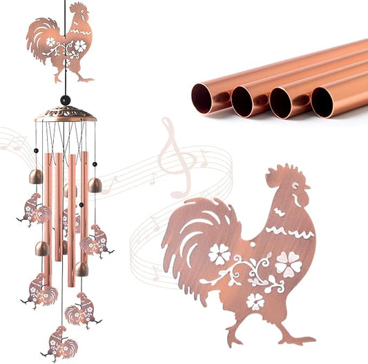 for Women,Chicken Wind Chimes Outdoor Birthday Gifts for Men/Mom/Grandma Rooster Metal WindChimes Outside/Indoors, Lawn, Patio, Garden Decor, Yard Decorations
