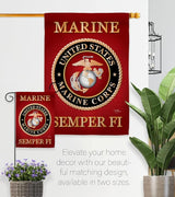 Breeze Decor FK108057-BO Marine Corps Americana Military Decorative Vertical Flags Kit, House & Garden Set w/Flagpole, Multi-Color