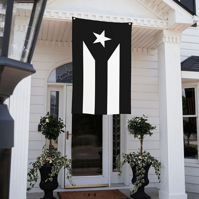 Black Puerto Rico Flag 3x5 Foot Puerto Rican National Flags with 2 Grommets for Indoor Outdoor Yard House Garden Décor