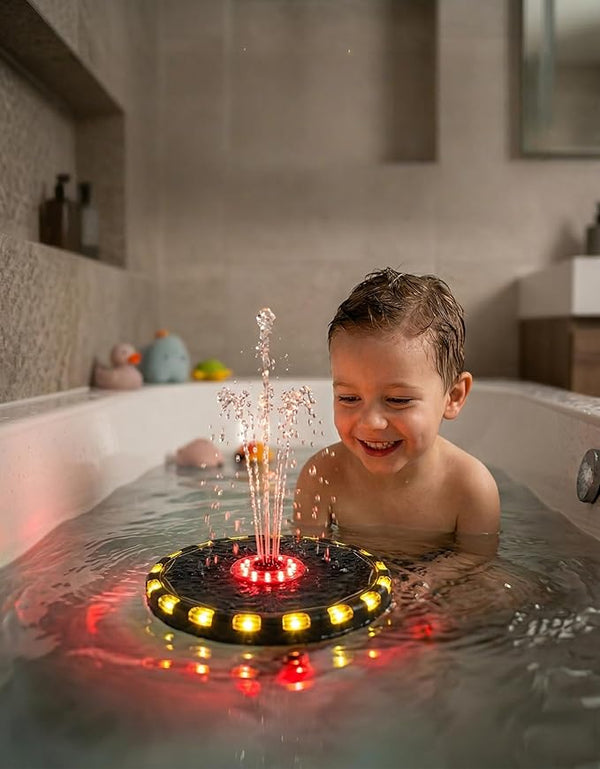 Solar Powered Water Fountain for Kids Bath, Multiple Spray Patterns, Floating Pump, PP, Weather Resistant, for Tub and Garden