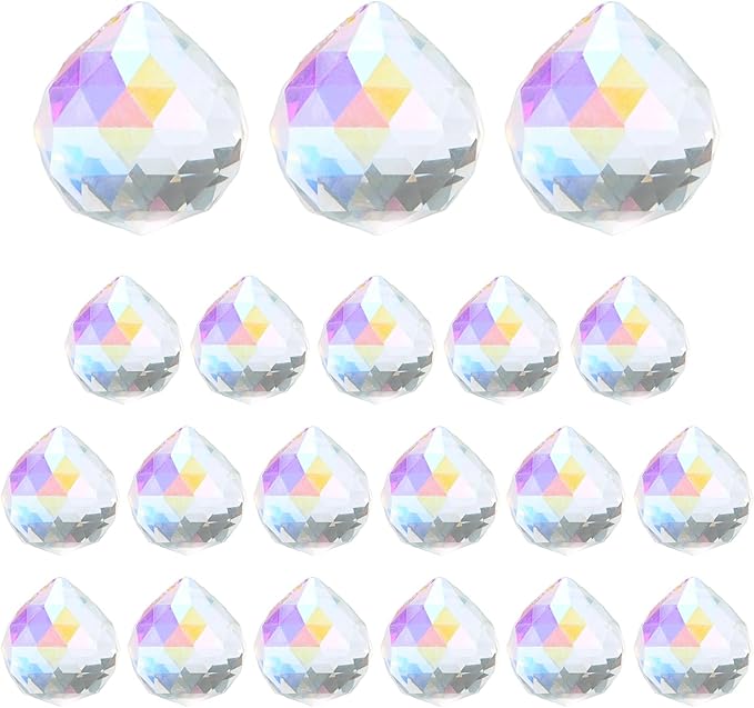 M METERXITY 20-Pack Crystal Ball Prisms, 24mm/0.94 Inch Chandelier Pendant Maker Hanging Crystals Chandelier Prisms for Home/Windows/Garden/DIY Decoration[Vibrant Colors]