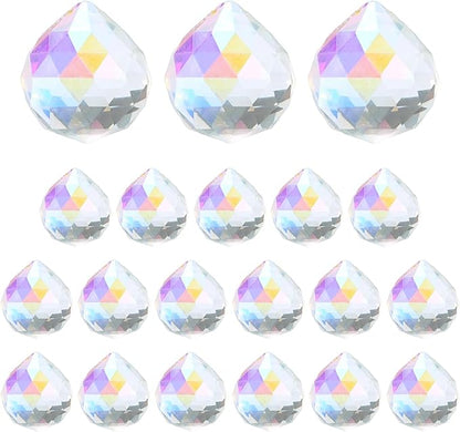M METERXITY 20-Pack Crystal Ball Prisms, 24mm/0.94 Inch Chandelier Pendant Maker Hanging Crystals Chandelier Prisms for Home/Windows/Garden/DIY Decoration[Vibrant Colors]