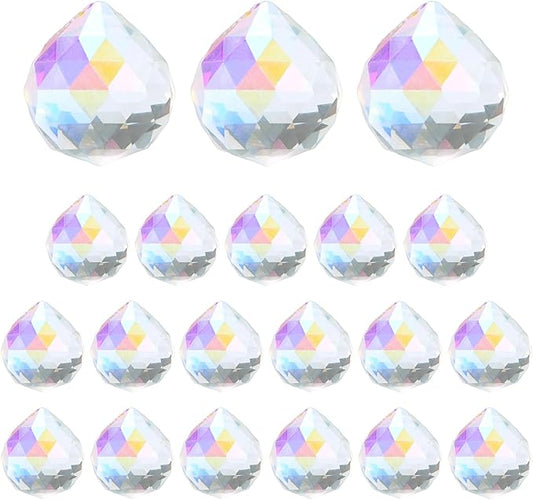M METERXITY 20-Pack Crystal Ball Prisms, 24mm/0.94 Inch Chandelier Pendant Maker Hanging Crystals Chandelier Prisms for Home/Windows/Garden/DIY Decoration[Vibrant Colors]