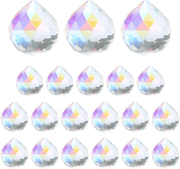 M METERXITY 20-Pack Crystal Ball Prisms, 24mm/0.94 Inch Chandelier Pendant Maker Hanging Crystals Chandelier Prisms for Home/Windows/Garden/DIY Decoration[Vibrant Colors]