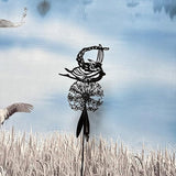 Flower Fairy Dancing with Dandelion Garden Sculpture,Angel Metal Ornaments Stainless Steel Statue Decorations,Wonderland Outdoor Yard Lawn Patio Stakes Sculptures Decor (G)