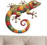 Nuytghr Lizard Decor, Gecko Metal Art, Iron Colorful Sculpture, Waterproof Design, 11.81x10.75x0.04 Inch Home Decorations, Garden Statues, Yard Fence, Patio, Indoor, Outdoor Display Piece