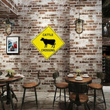Cattle Crossing Sign Funny Novelty Metal Tin Sign for Bar Club Country Home Coffee Shop Indoor& Outdoor Decor Yellow Street Sign 12X12inch