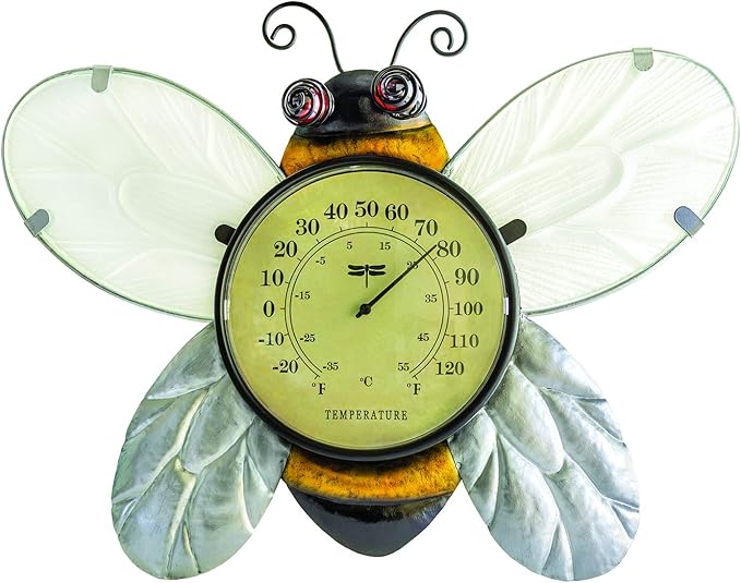 Poolmaster 54579 Bumble Bee Wall Décor and Thermometer for Home or Garden, Yellow