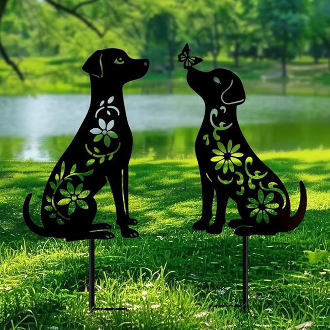 Dog Metal Decorative Garden Stakes, Dachshund Unique Gifts for Dog Lovers, Garden Decor for Outside, Yard Art, Patio, Outdoor Decor, Garden Decorations, Lawn Ornaments (2 Pack)