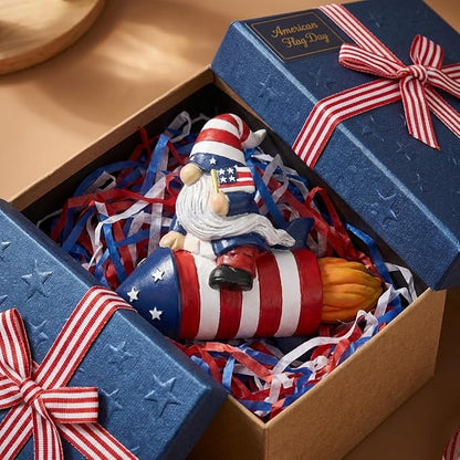 TERESA'S COLLECTIONS 4th of July Gnome Rocket Decorations, Memorial Day Hanging Ornament for Home, USA 250th Anniversary Patriotic Resin Independence Day Gift for Women, Indoor Outdoor Wall Decor 8"
