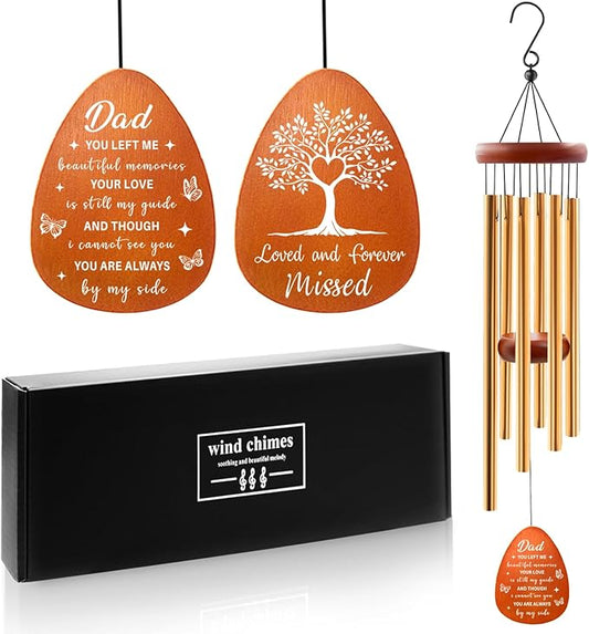 Wazzio Memorial Sympathy Gifts for Loss of Dad, Memorial Wind Chimes for Loss of Father, in Memory of Father Sympathy Gifts for Christmas Fathers Day for Garden Home Outdoors